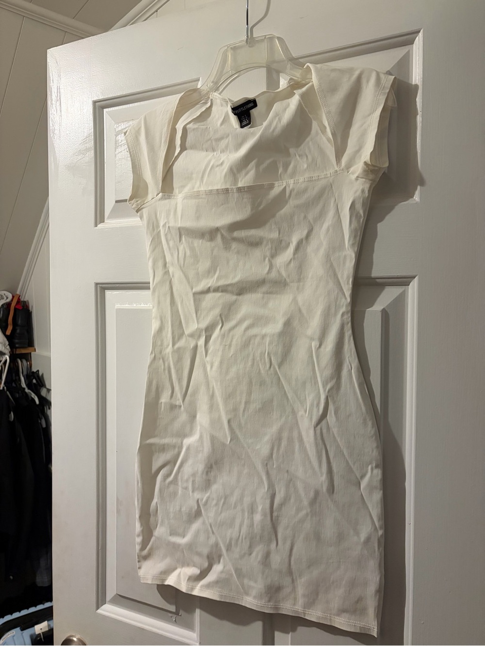 Pretty Little Thing Cream Cap-Sleeve Bodycon Dress